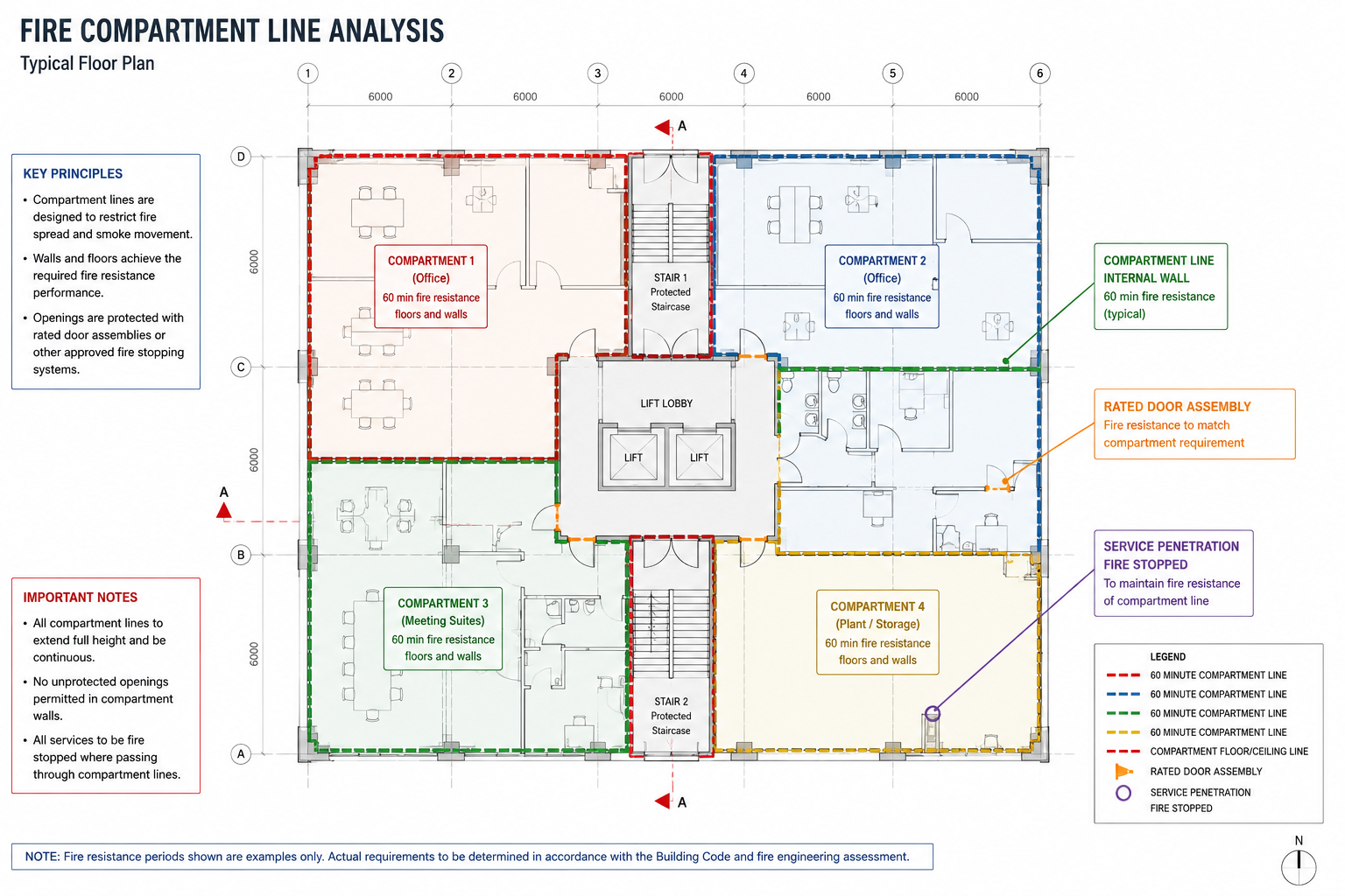 fire compartment line analysis